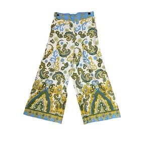 Haute Hippie Wide Leg Linen Rayon Cropped Palazzo Pants Size S Bohemian‎ Resort